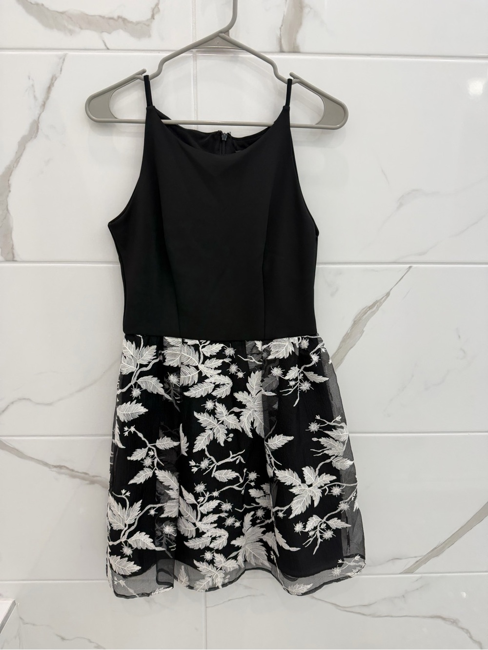 Taylor Black Floral Appliqué Fit & Flare Dress
